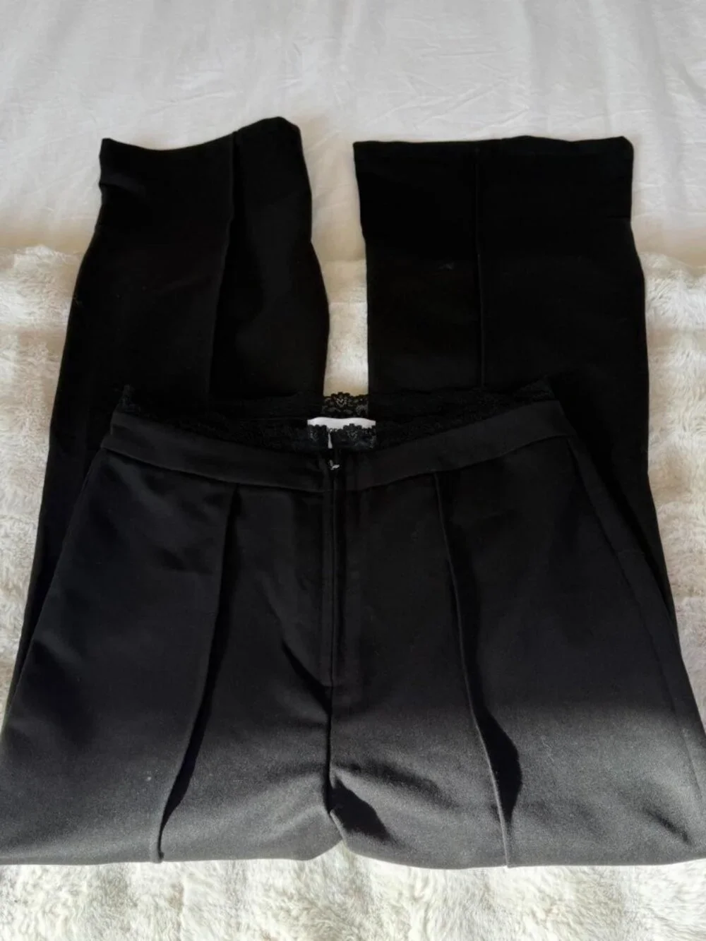 Princess Polly Black Trousers With Lace Trim - Picture 2 of 4